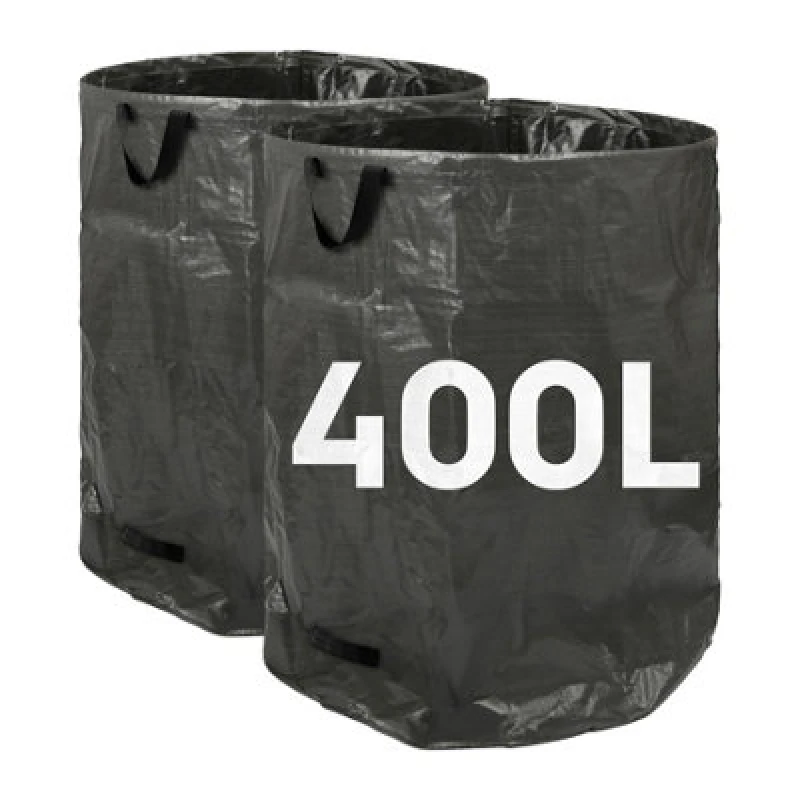 Image of Harbour Housewares 400L Garden Waste Bags With Handles - Black - 2X Large Strong Reusable Plastic Heavy Duty Gardening Rubbish Refuse Sacks