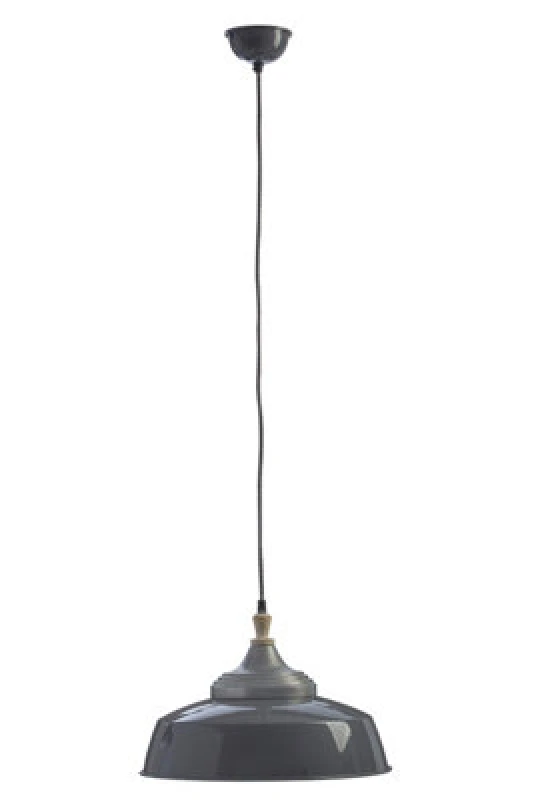 Image of Orsina Grey Large Pendant Light, Bowl-Shaped Iron Shade With Cord, Contemporary Scandi Pendant Ceiling Light