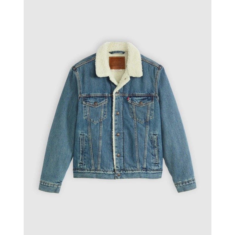 Image of Levis Mens Type 3 Sherpa Cotton Mix Long Sleeve Denim Jacket In The Morning male XL
