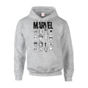 Marvel Comics Multi-Faces Mens Grey Pullover Hoodie - XXL - Grey