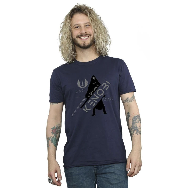 Image of Star Wars Star Wars Men Obi-Wan Kenobi Jedi Knight T-Shirt in Navy Size: Small Navy S Male 5059934429666