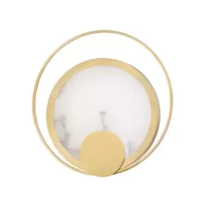 image of Coil LED Wall Sconce Brass, Spanish Alabaster, 2700K