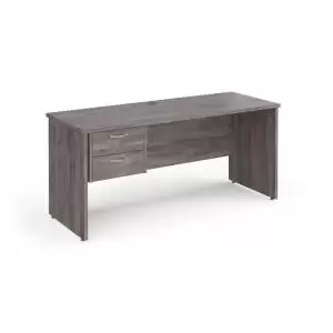 Image of Maestro 25 straight desk 1600mm x 600mm with 2 drawer pedestal - grey