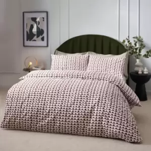 Image of Avery Abstract Cotton Rich Duvet Cover Set Chestnut Red, Chestnut Red / King