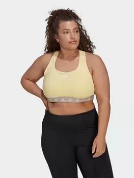 Image of adidas Powerreact Training Medium-support Techfit Bra (plus Size), Yellow, Size 1X, Women