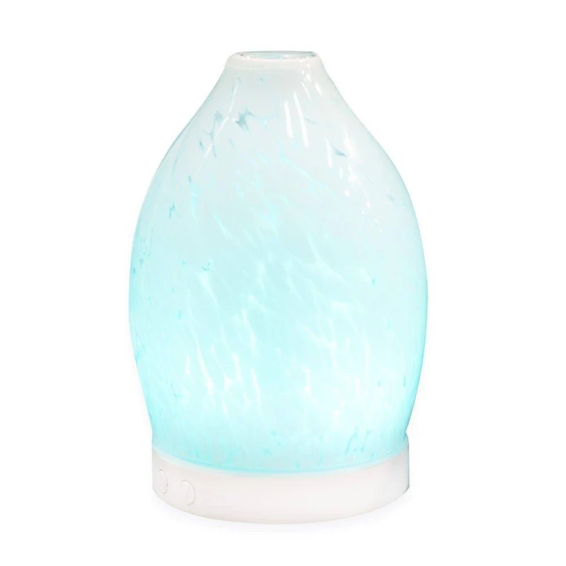 Image of ValueLights White Confetti Glass Aroma Diffuser Lamp Essential Oil Aromatherapy Colour Changing Mood Light White