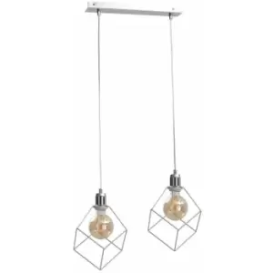 Image of Keter Ruben Bar Pendant Ceiling Light Silver, 50cm, 1x E27