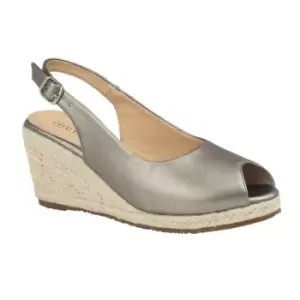 image of Cipriata Womens/Ladies Regina PU Buckle Wedge Heel Sandals (5 UK) (Pewter)