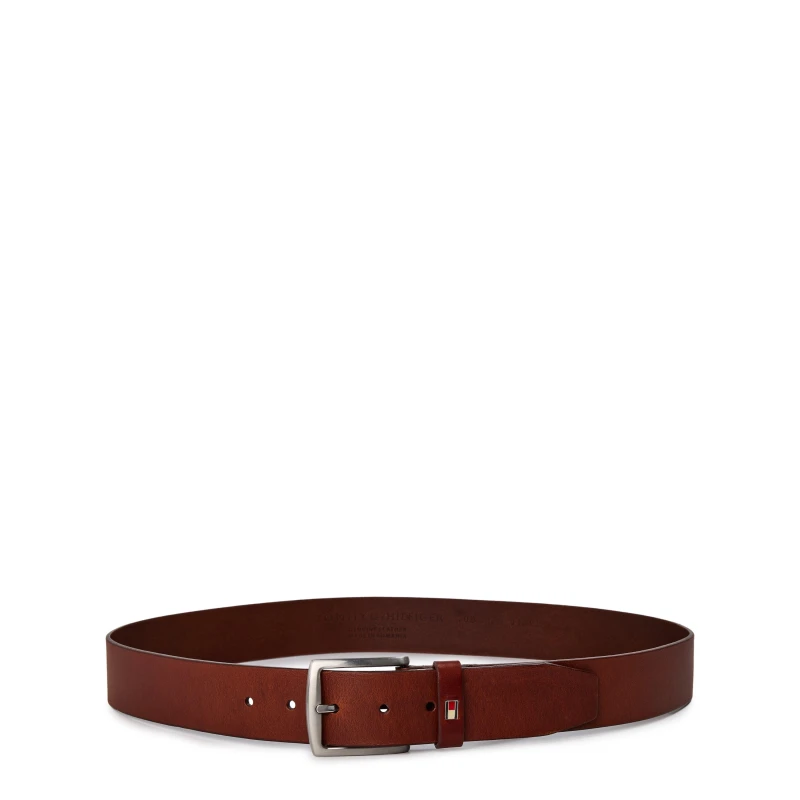 Image of Tommy Jeans Dark Tan Denton Rounded Buckle Leather Belt Tan Male 2XL 109674UK