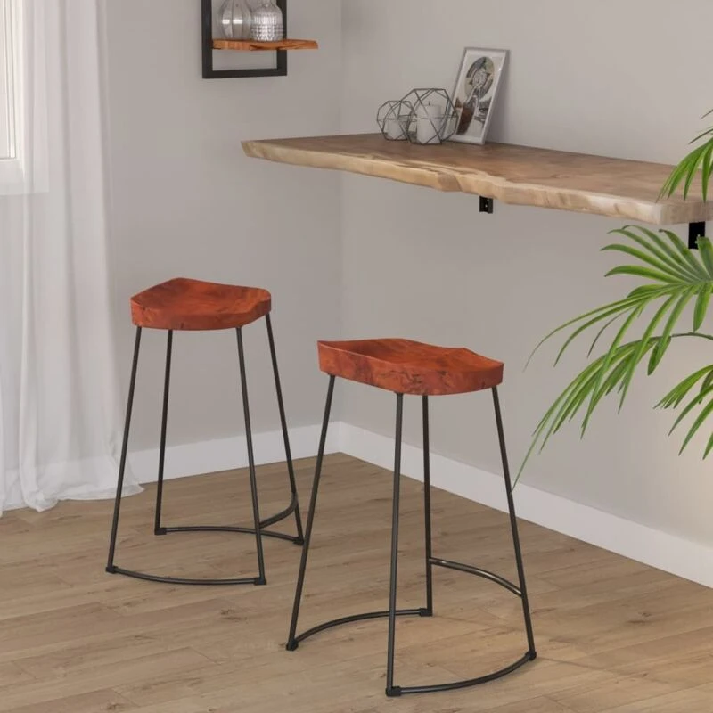 Image of vidaXL Gavin Bar Stools 2 pcs 45x40x63cm Solid Wood Mango, Brown 344915