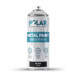 image of Polar Specialist Coatings Polar Direct to Metal Satin Black Spray Paint 400ml