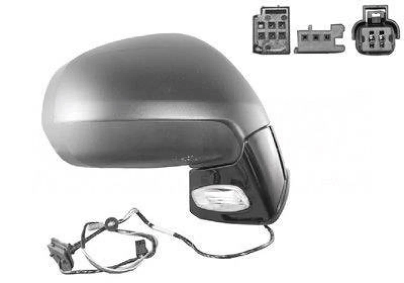Image of VAN WEZEL 0972808 Wing mirror * HAGUS * Right, chrome, with temperature sensor, primed Outside Mirror (50)