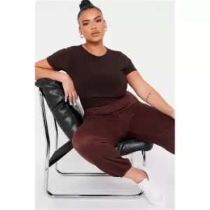 Image of I Saw It First Chocolate Plus Size Double Layer Slinky Square Neck Bodysuit - Brown