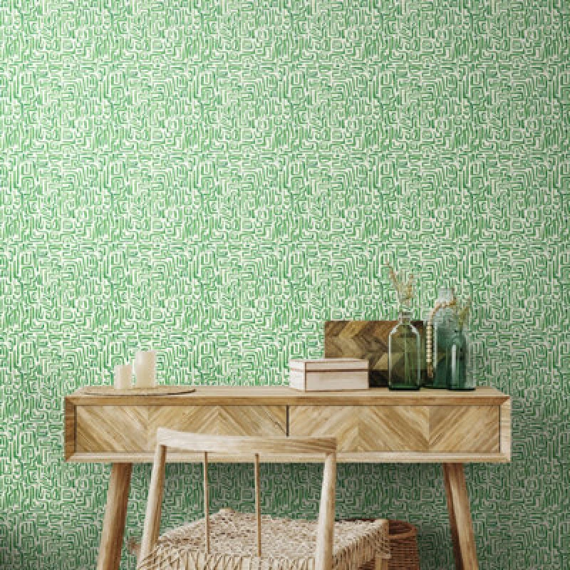 Image of Hoopla Walls Maze Squiggle - Emerald 10M Wallpaper