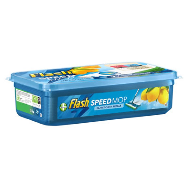Image of Flash Speed Mop Antibacterial Lemon Wet Cloths Refill x 24 White
