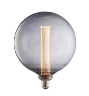 Image of Globe Accessory Smoke Glass & Brass Effect Plate Bulb IP20 - E27