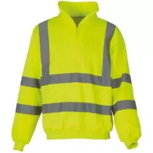 Image of Yoko Mens Hi Vis 1/4 Zip Sweatshirt (Pack of 2) (S) (Yellow) - Yellow