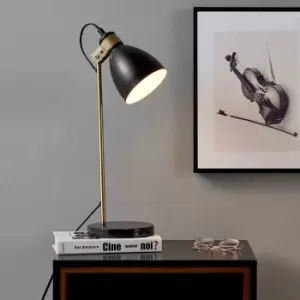 image of Teamson Home Quincy Table Lamp With Black Marble Base Black/Antique Brass Vn-l00058-UK