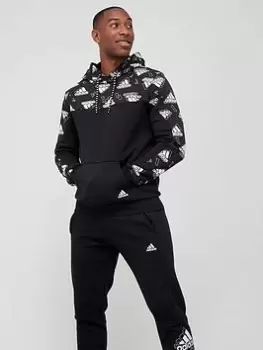 Image of adidas Fleece Graphic Hoodie - Black Size M Men