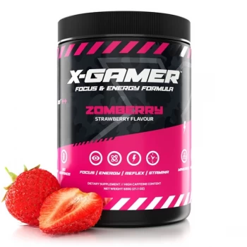 image of X-Gamer X-Tubz Zomberry (Strawberry Flavoured) Energy Formula - 600g