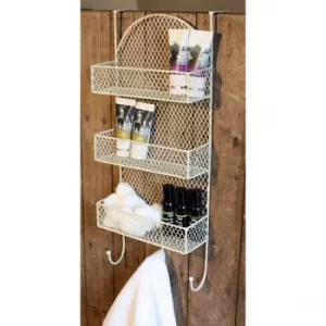 image of 3 Tier Overdoor Shelf And Hooks Cream