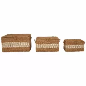 Image of Interiors by PH Set of Three Seagrass Baskets with Lids