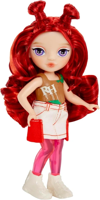 Image of Rainbow High Littles Rainbow Fantasy Fairies & Pet - Apple Red - 14cm Posable Small Doll & Fantasy Deer Pet with Interchangeable Fairy Wings Cute Pr