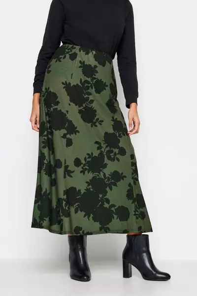 M&Co Floral Print Maxi Skirt Green