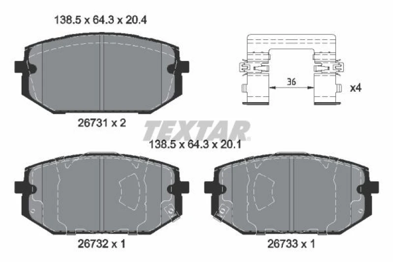 Image of Brake pad set TEXTAR 2673101