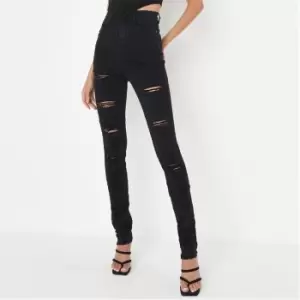 image of Missguided Tallsinner Extreme Rip Skinny - Black