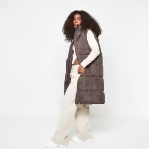 image of Missguided Recycled Longline Puffer Gilet - Brown