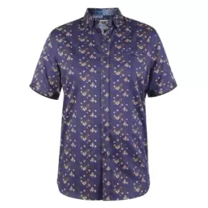 Duke Mens Kingston D555 Floral Short-Sleeved Shirt (XXL) (Navy/Brown)