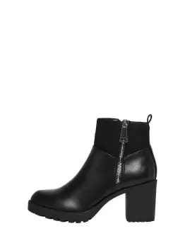Image of Only BARBARA-6 PU HEELED ZIP BOOT womens Low Ankle Boots in Black,7.5