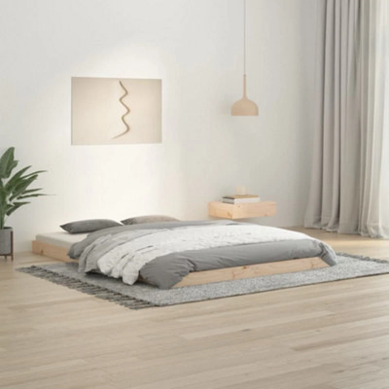 Image of Vidaxl Bed Frame Without Mattress 135X190 Cm Double Double Solid Wood Pine