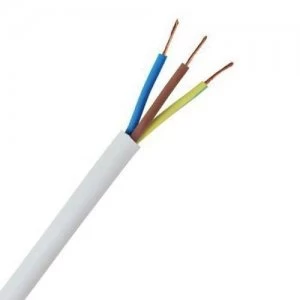 Zexum 0.5mm 3 Core PVC Flex Cable White Round 2183Y - 25 Meter