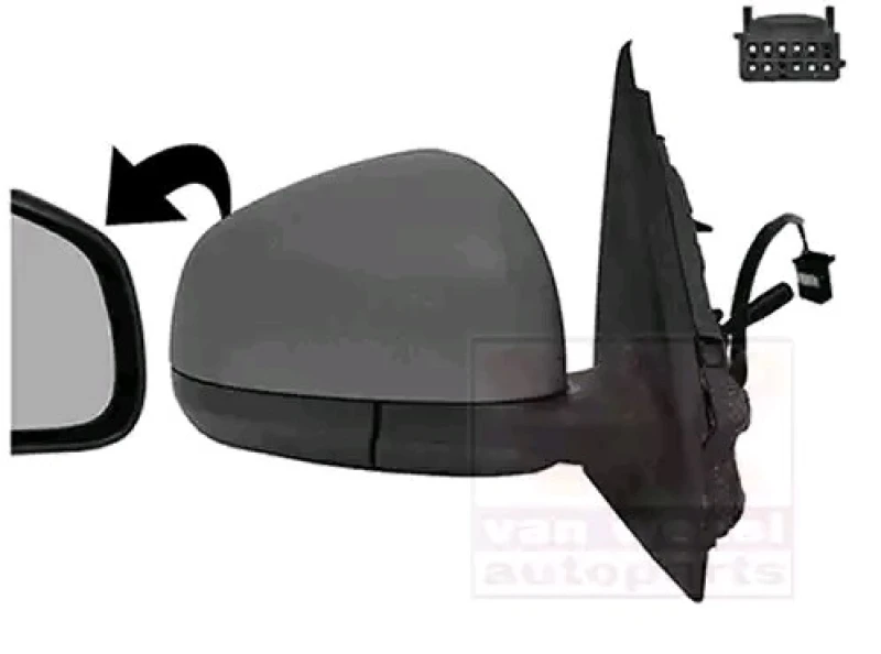 Image of VAN WEZEL 4368804 Wing mirror * HAGUS * Right, with temperature sensor, primed Outside Mirror (50)