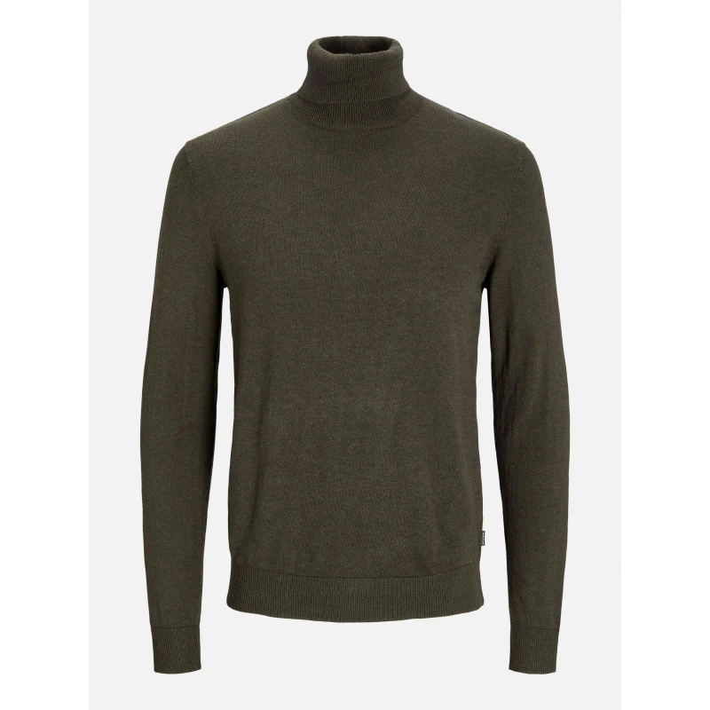 Image of Jack and Jones Mens Knitted Roll Neck Jumper Olive Night male XS
