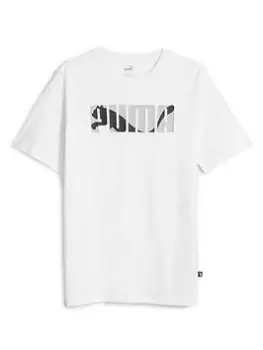 Puma Graphics Wording T-Shirt, White, Size S, Men