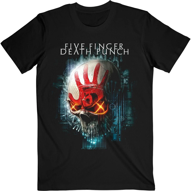 Image of Five Finger Death Punch Mens Interface Skull T-Shirt in Black Size: Large Black Male L
