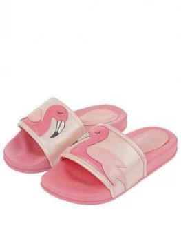 Monsoon Girls Floella Flamingo Slider - Pale Pink, Size 1 Older