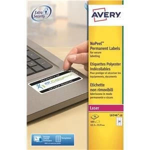 Image of Original Avery L6146 20 NoPeel Permanent Labels Tamper Proof Pack of 480