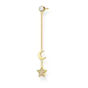 Image of Yellow Gold Star & Moon Chain Single Earring H2151-414-14
