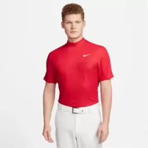 Nike Dri-FIT ADV Tiger Woods Mens Mock-Neck Jacquard Golf Polo - Red