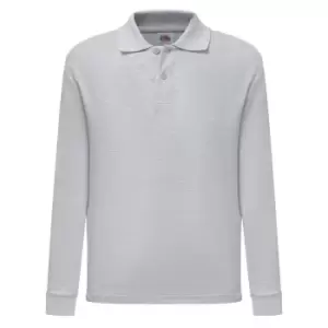 Image of Fruit Of The Loom Childrens/Kids Long Sleeve Pique Polo Shirt (12-13 Years) (Heather Grey)