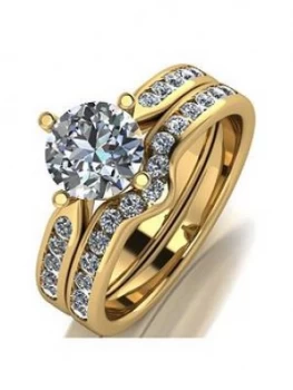 Image of Moissanite 9ct Gold 1.5 Carat Eq Two Piece Bridal Set, Gold, Size I, Women