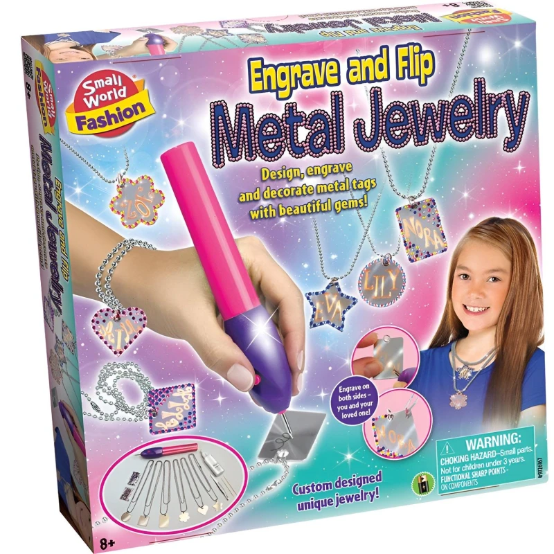 Image of Small World Toys Engrave And Flip Metal Jewellery, Multi 6167