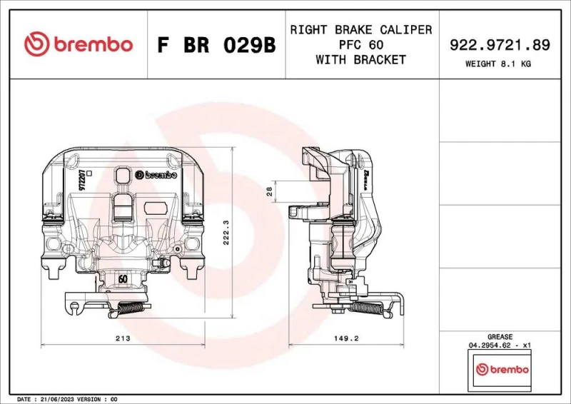 Image of BREMBO Brake caliper BREMBO F BR 029B