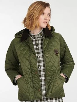 Image of Barbour Tobymory Detachable Hood Quilted Jacket - Olive, Green, Size 12, Women
