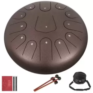 Image of Steel Tongue Drum Percussion Instrument 13 Note12" Steel Tank Drum, Chestnut