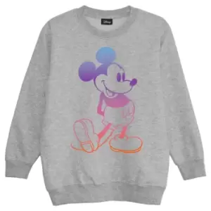 Image of Disney Womens/Ladies Mickey Mouse Pose Boyfriend Sweatshirt (S) (Heather Grey/Purple/Orange)